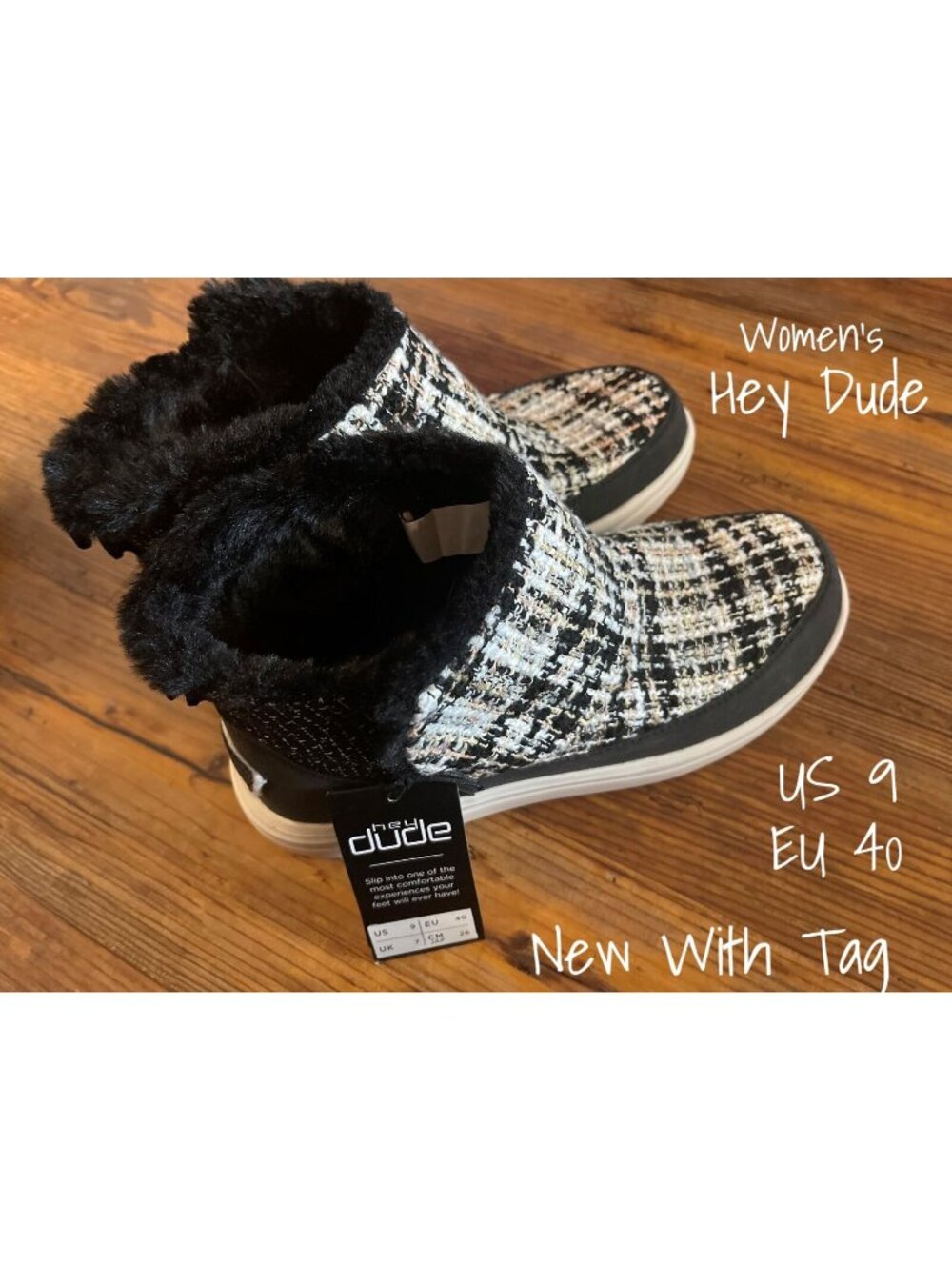 Hey Dude Mel Boot Boucle Back Lightweight Booties Shoe US 9 EU 40 New With Tag